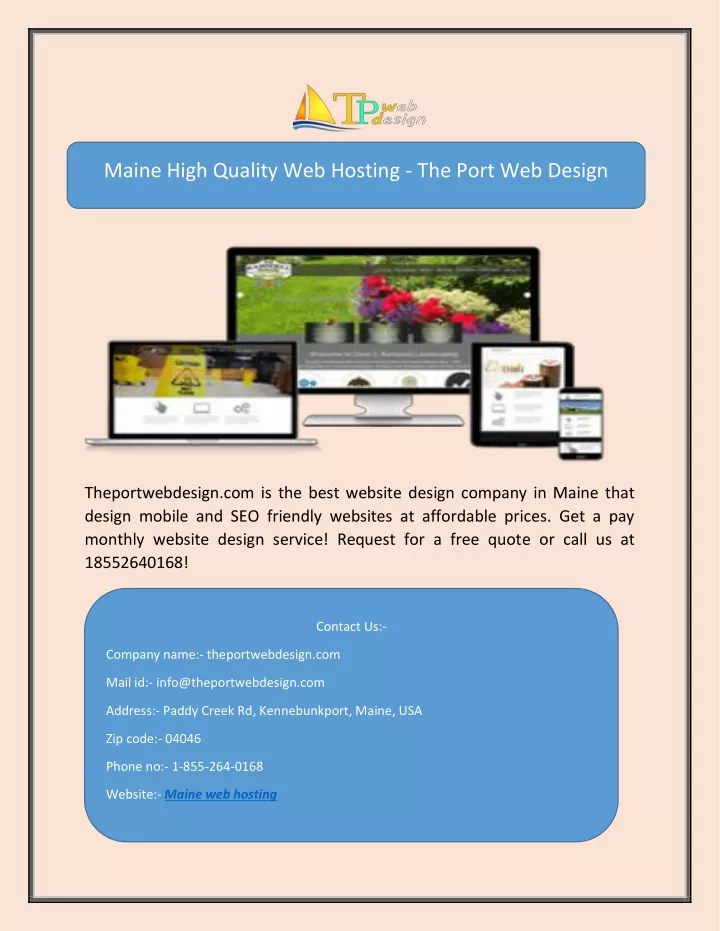 maine high quality web hosting the port web design
