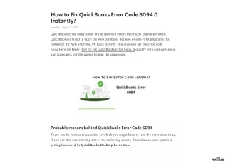 How To Fix QuickBooks Error 6094, 0 Instantly?