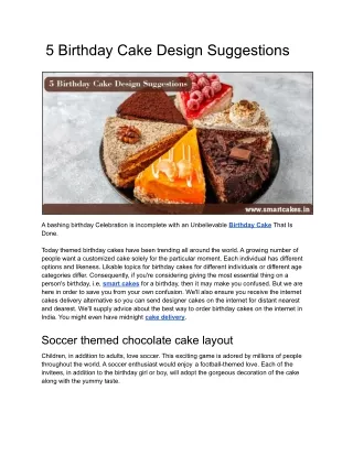 5 Birthday Cake Design Suggestions