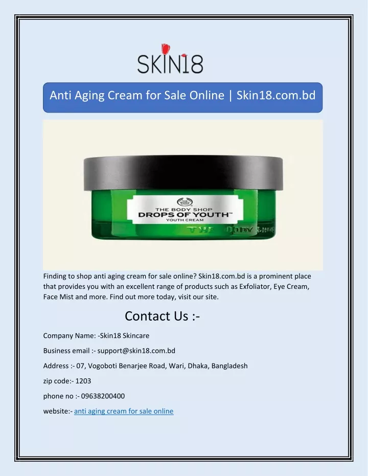 anti aging cream for sale online skin18 com bd
