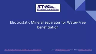Electrostatic Mineral Separator for Water-Free Beneficiation