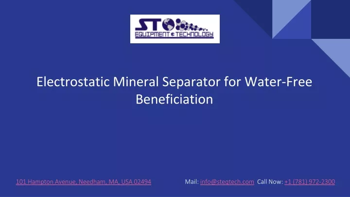 electrostatic mineral separator for water free beneficiation