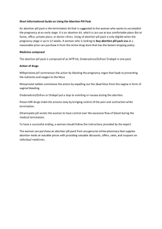 short informational guide on using the abortion