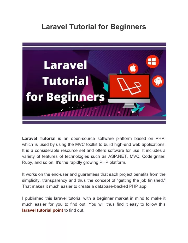 PPT   Laravel Tutorial For Beginners PowerPoint Presentation, Free