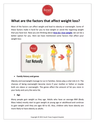 What are the factors that affect weight loss