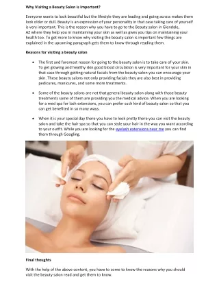 Why Visiting a Beauty Salon is Important?