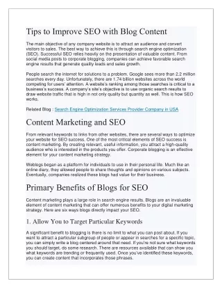 Tips to Improve SEO with Blog Content