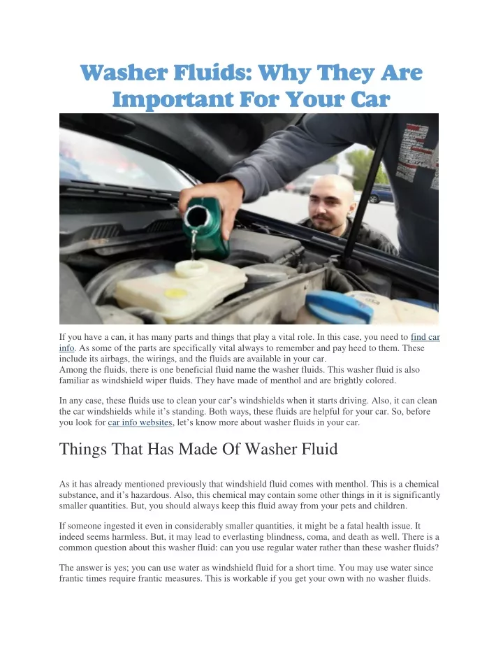 washer fluids why they are important for your car
