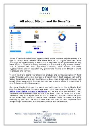 All about Bitcoin and its Benefits