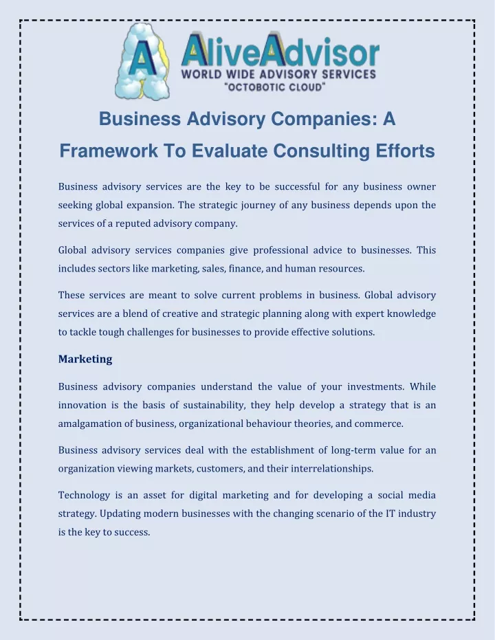 business advisory companies a
