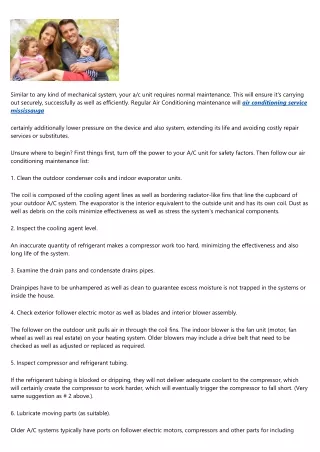 Residential A/C Maintenance Checklist