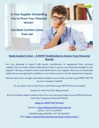bank comfort letter a swift notification