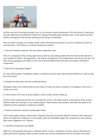 Home A/C Maintenance Checklist