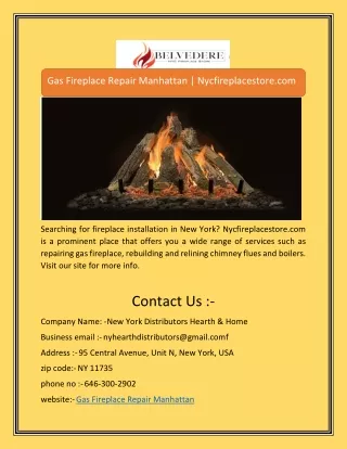 Gas Fireplace Repair Manhattan | Nycfireplacestore.com