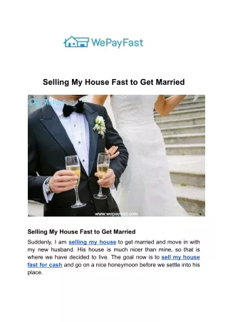 selling my house fast to get married