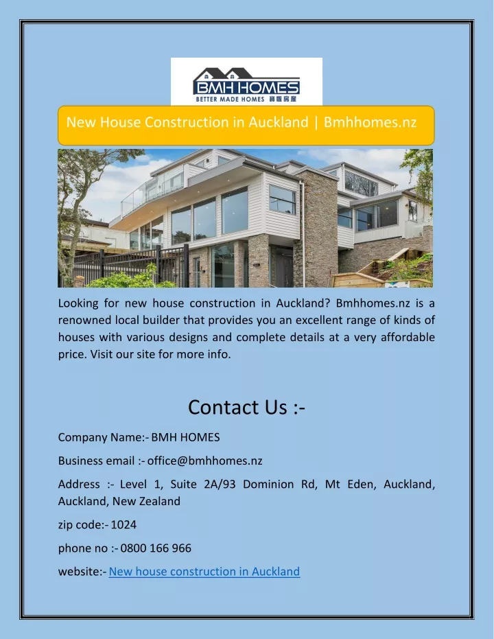 new house construction in auckland bmhhomes nz