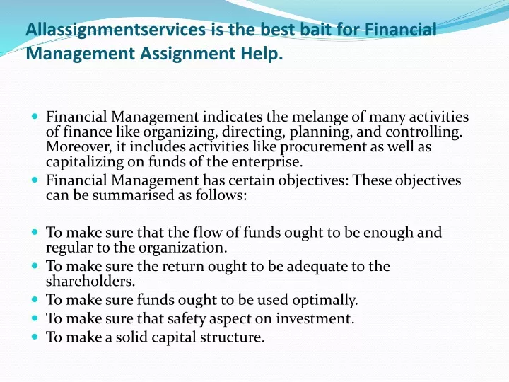allassignmentservices is the best bait for financial management assignment help