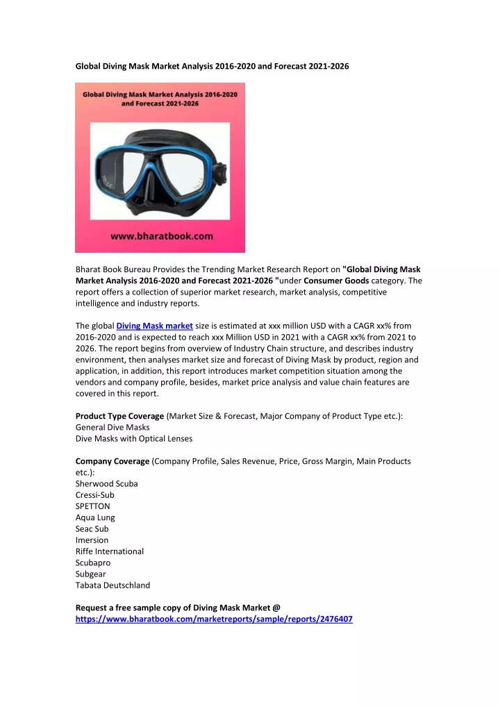 global diving mask market analysis 2016 2020