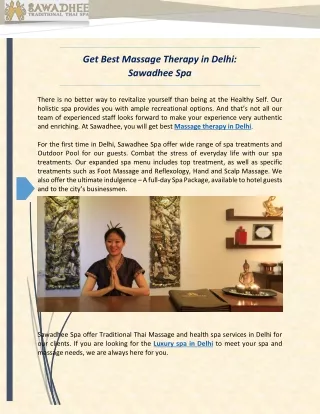 Full Body Massage Therapy in Delhi at Sawadhee