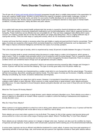 panic disorder treatment 3 panic attack fix