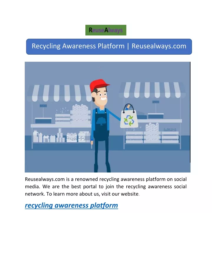 recycling awareness platform reusealways com