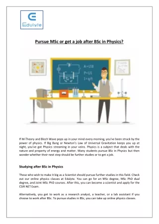 pursue msc or get a job after bsc in physics