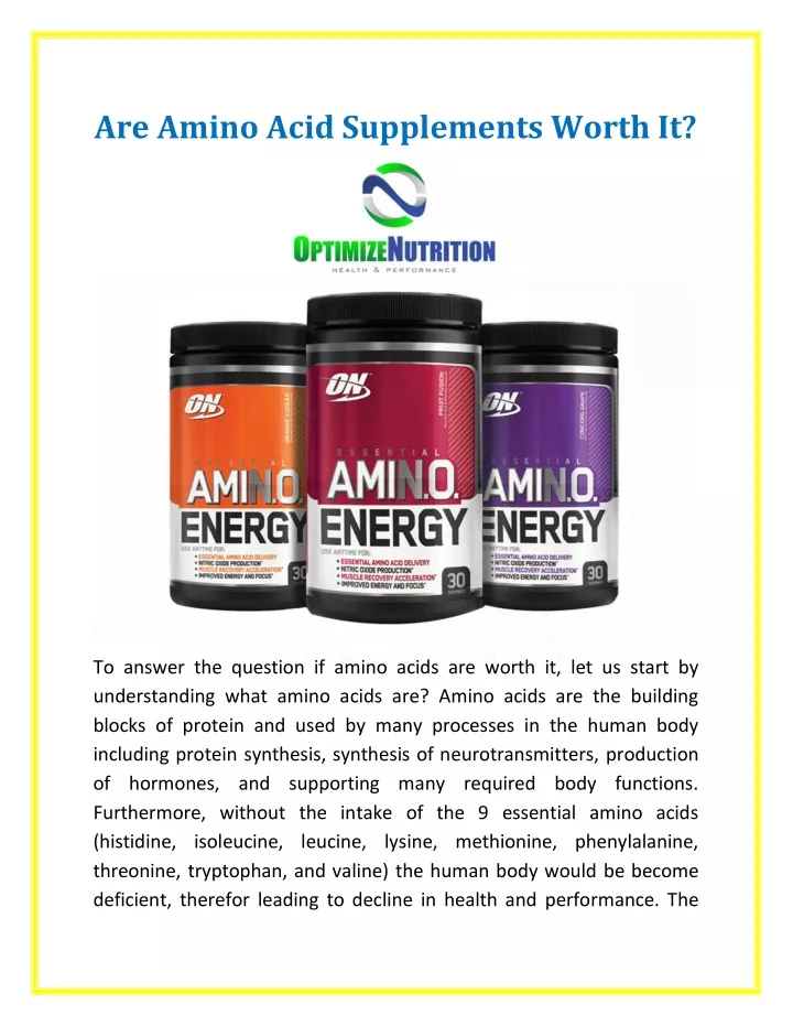 are amino acid supplements worth it