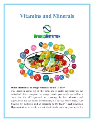 What Vitamins and Supplements Should I Take