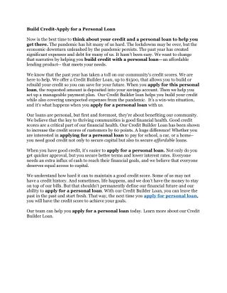 Build Credit Apply for a Personal Loan