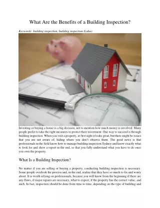 what are the benefits of a building inspection