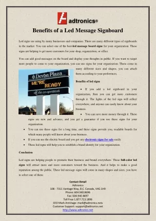 benefits of a led message signboard