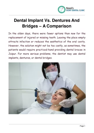 Dental Implant Vs. Dentures And Bridges – A Comparison