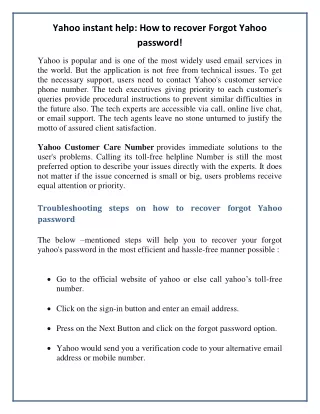 yahoo instant help how to recover forgot yahoo