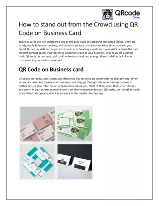 How to stand out from the Crowd using QR Code on Business Card
