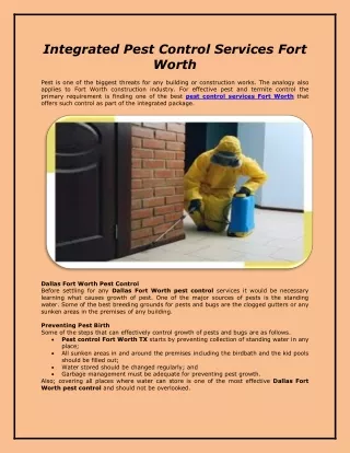 Integrated Pest Control Services Fort Worth