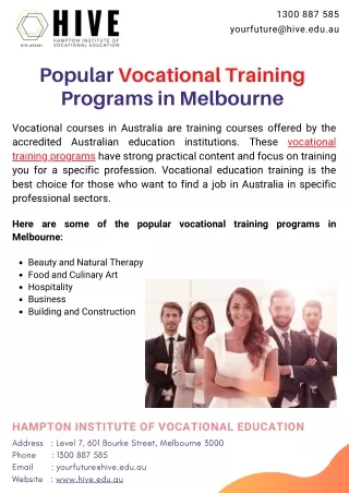 Popular Vocational Training Programs in Melbourne