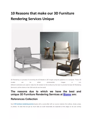 10 Reasons that make our 3D Furniture Rendering Services Unique