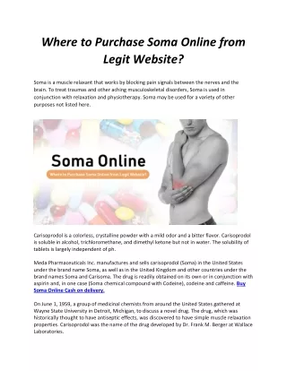 Where to Purchase Soma Online from Legit Website?