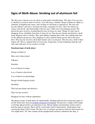 Signs of Meth Abuse Smoking out of aluminum foil.edited