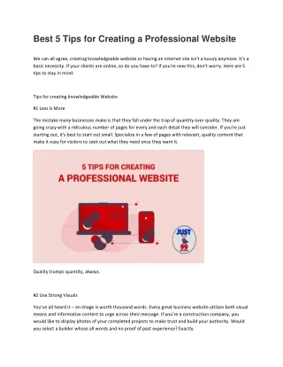 best 5 tips for creating a professional website
