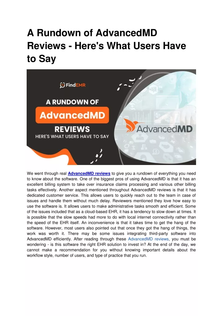 a rundown of advancedmd reviews here s what users
