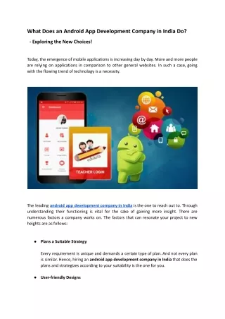 What Does an Android App Development Company in India Do