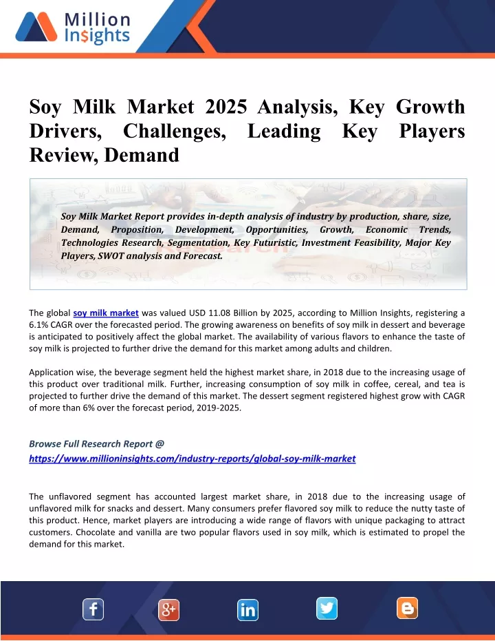 PPT Soy Milk Market Emerging Trends, Application Scope, Size, Status