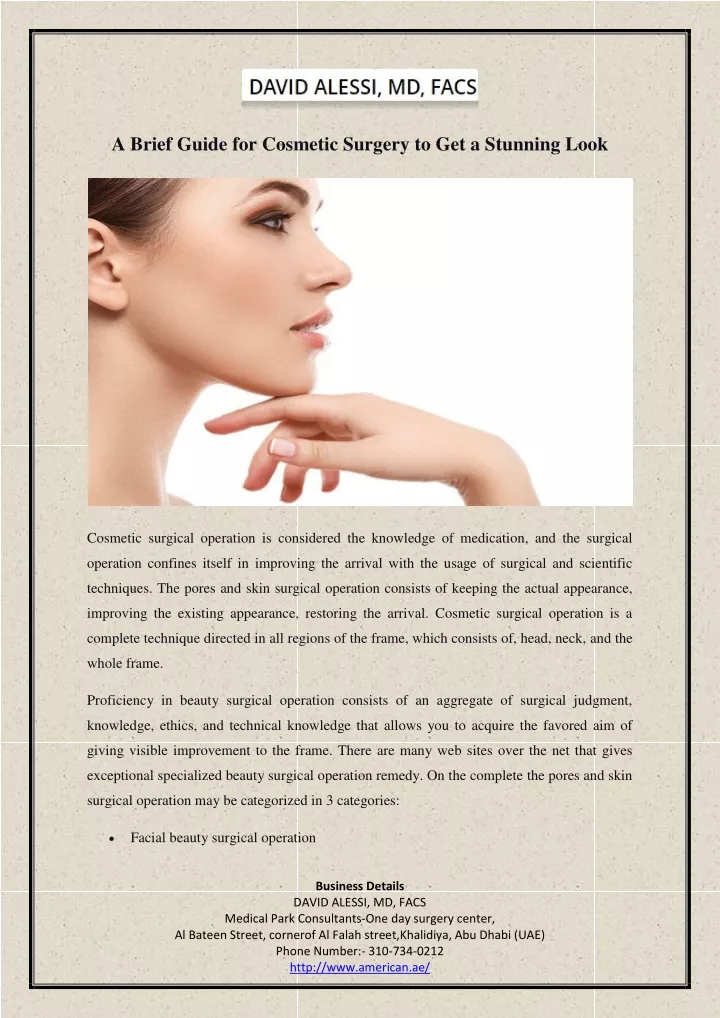 a brief guide for cosmetic surgery