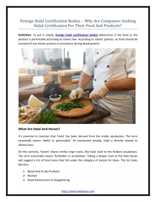 Foreign Halal Certification Bodies – Why Are Companies Seeking Halal-Certification For Their Food And Products
