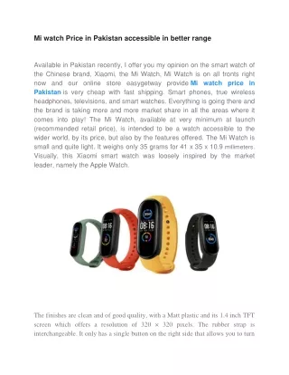 mi watch price in pakistan accessible in better