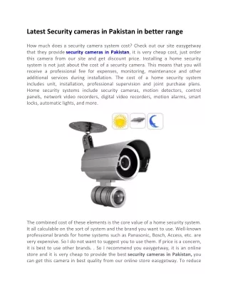 latest security cameras in pakistan in better