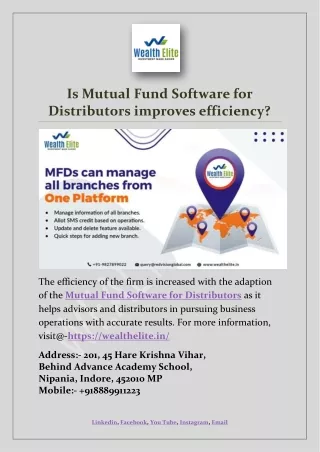 is mutual fund software for distributors improves