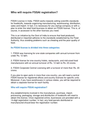 who will require fssai registration