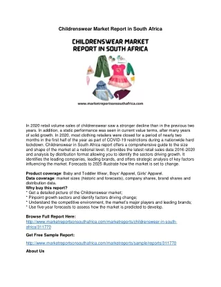 Childrenswear Market Report in South Africa